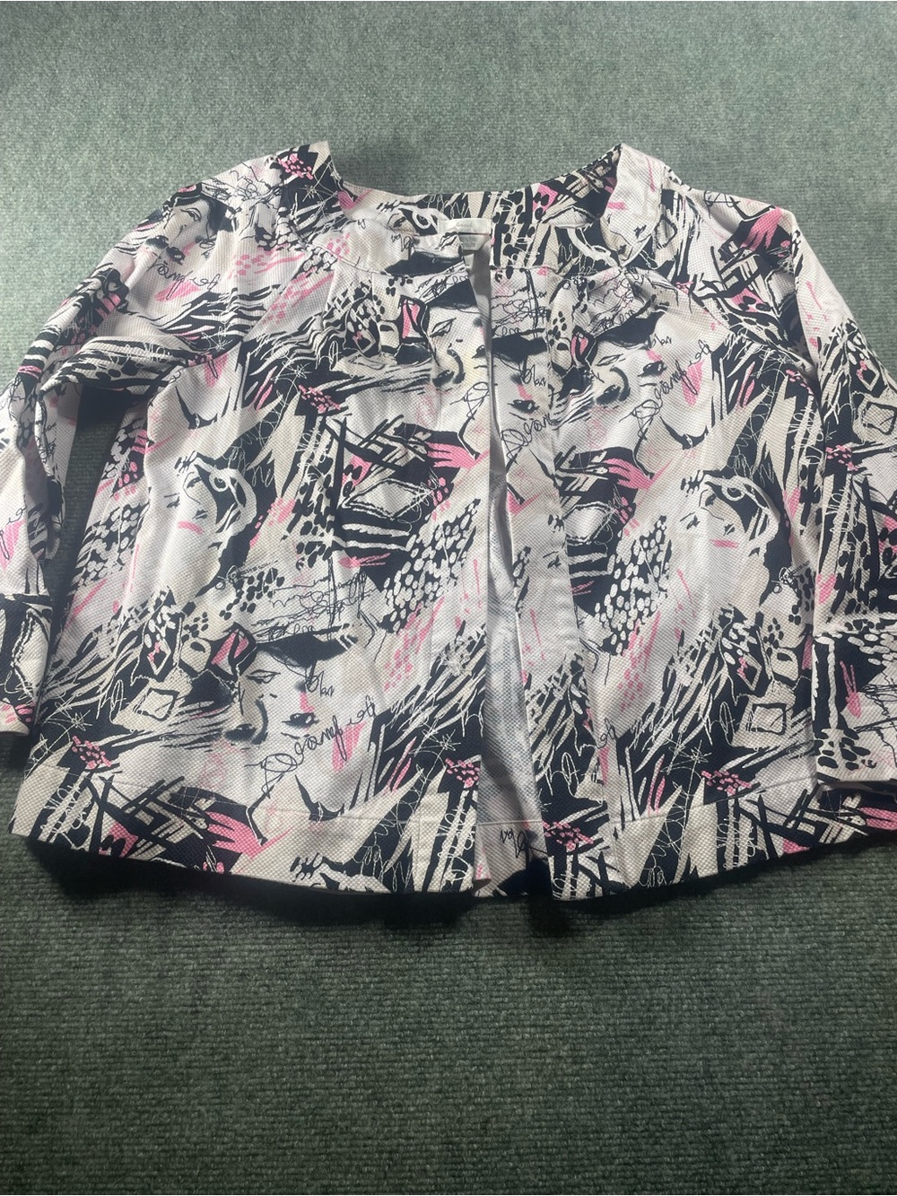 Christopher & Banks Pink, Black & White Patterned Blazer